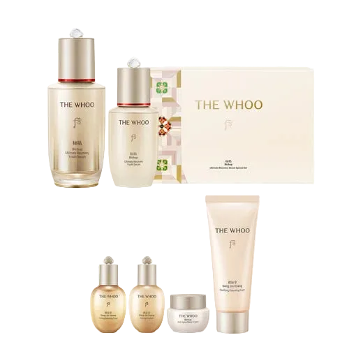 The Whoo skincare product set on a white background